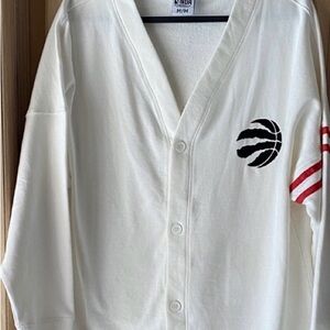 NBA Toronto Raptors white Cardigan with Red Accents size Small unisex NWT